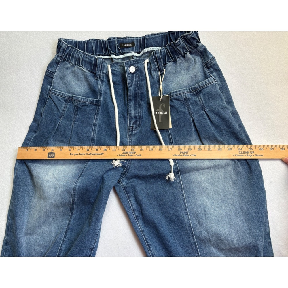 Flamingals Blue Denim Culottes Balloon Leg Drawstring Shorts Plus Size 3XL NWT - Picture 7 of 9